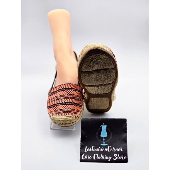 Coach Women's Coral/Blue Rayanne Sling Flat Espadrille Size 9B 336 - Picture 3 of 14